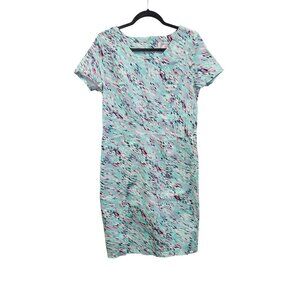 Yellowberry By Mikarose Womens Abstract Print Short Sleeve Midi Dress L Multicol